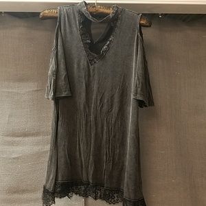 Dark grey lace trimmed top